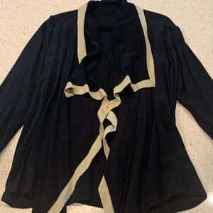 Avalon vintage black  and tan Ruffled Cardigan medium